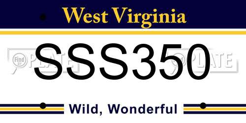 SSS350 West Virginia License Plate