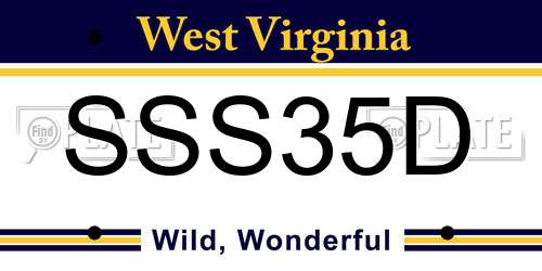 SSS35D West Virginia License Plate
