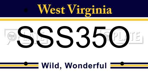 SSS35O West Virginia License Plate