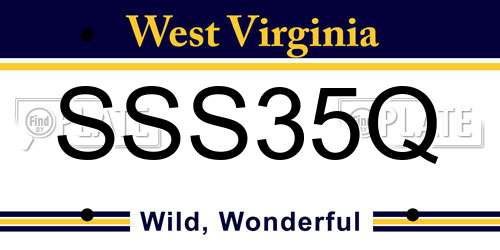 SSS35Q West Virginia License Plate