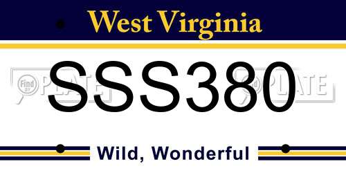SSS380 West Virginia License Plate