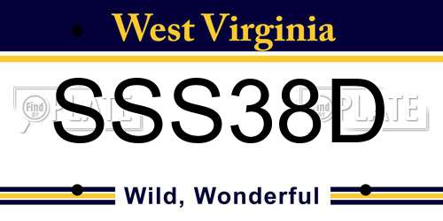 SSS38D West Virginia License Plate