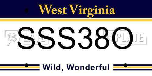 SSS38O West Virginia License Plate