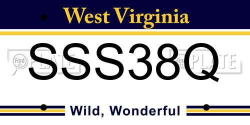 SSS38Q West Virginia License Plate
