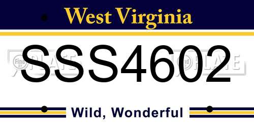 SSS4602 West Virginia License Plate