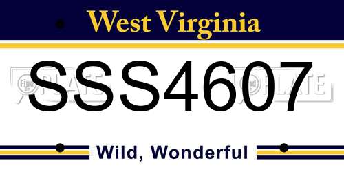 SSS4607 West Virginia License Plate