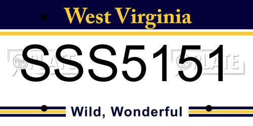 SSS5151 West Virginia License Plate