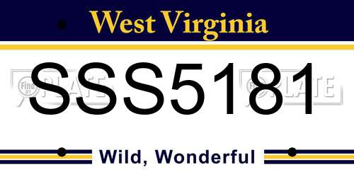 SSS5181 West Virginia License Plate