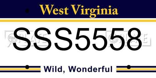 SSS5558 West Virginia License Plate