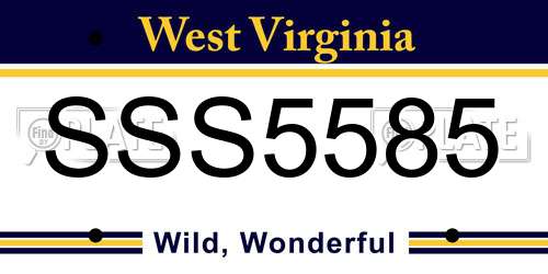 SSS5585 West Virginia License Plate