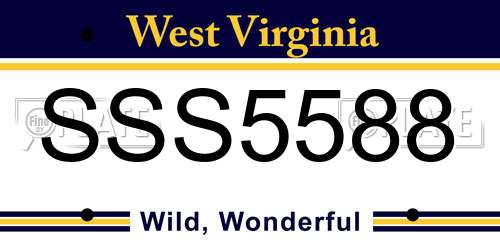 SSS5588 West Virginia License Plate