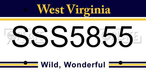 SSS5855 West Virginia License Plate