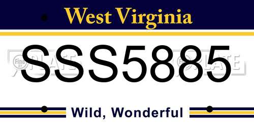 SSS5885 West Virginia License Plate