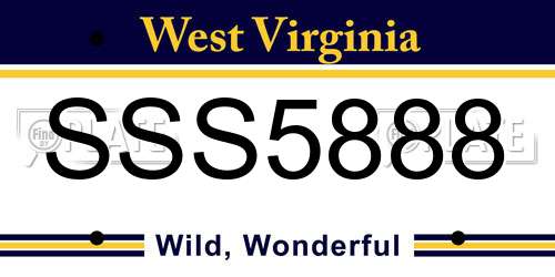 SSS5888 West Virginia License Plate