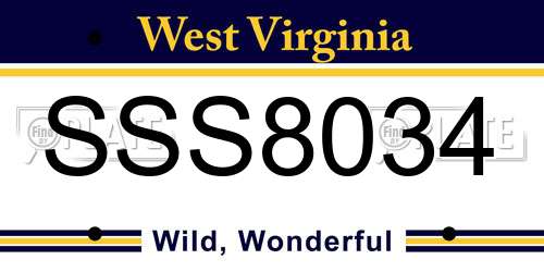SSS8034 West Virginia License Plate