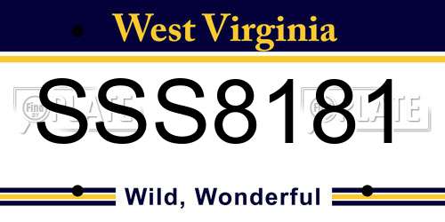 SSS8181 West Virginia License Plate