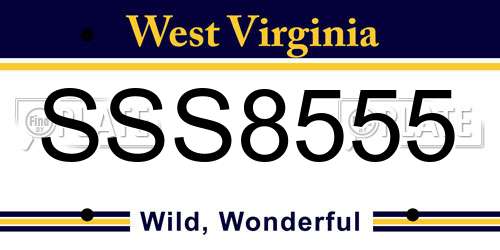 SSS8555 West Virginia License Plate