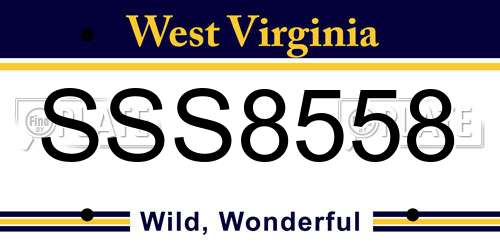 SSS8558 West Virginia License Plate