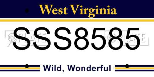 SSS8585 West Virginia License Plate