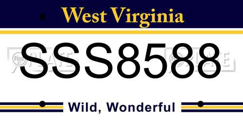 SSS8588 West Virginia License Plate