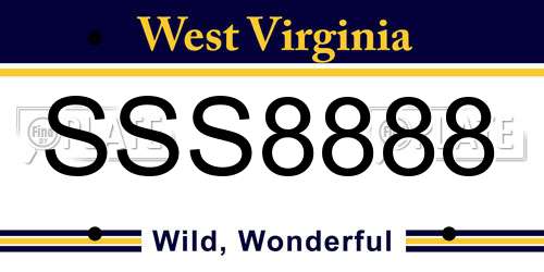 SSS8888 West Virginia License Plate