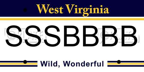 SSSBBBB West Virginia License Plate