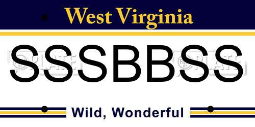 SSSBBSS West Virginia License Plate