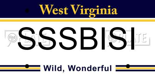 SSSBISI West Virginia License Plate