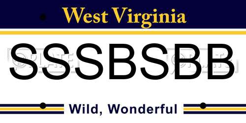 SSSBSBB West Virginia License Plate