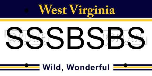 SSSBSBS West Virginia License Plate