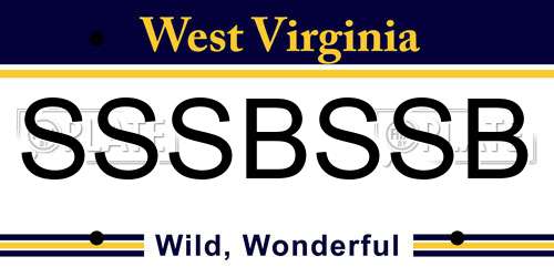 SSSBSSB West Virginia License Plate