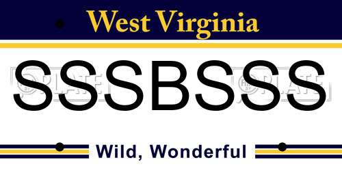 SSSBSSS West Virginia License Plate