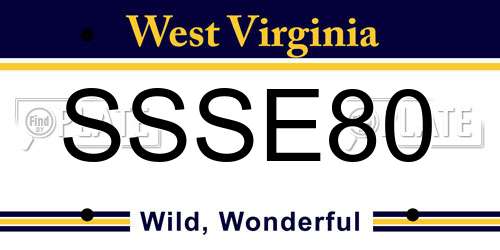 SSSE80 West Virginia License Plate