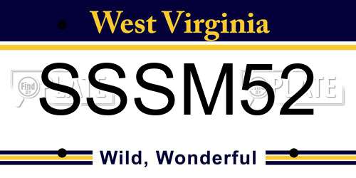 SSSM52 West Virginia License Plate