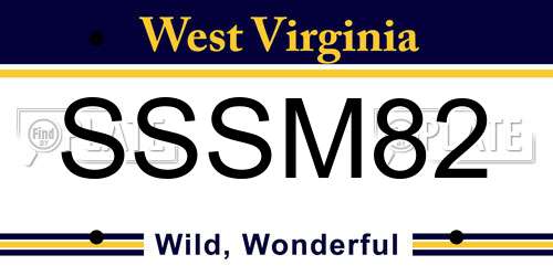 SSSM82 West Virginia License Plate