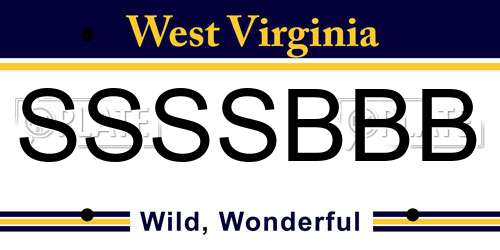 SSSSBBB West Virginia License Plate