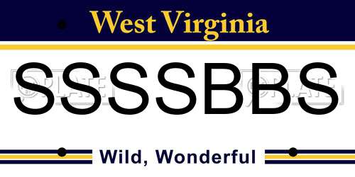 SSSSBBS West Virginia License Plate