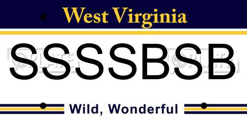 SSSSBSB West Virginia License Plate