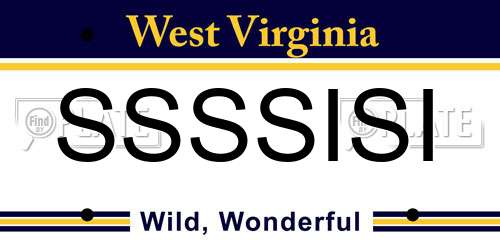 SSSSISI West Virginia License Plate