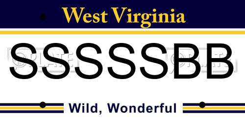 SSSSSBB West Virginia License Plate