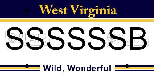SSSSSSB West Virginia License Plate