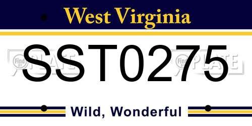 SST0275 West Virginia License Plate