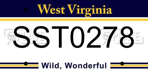 SST0278 West Virginia License Plate