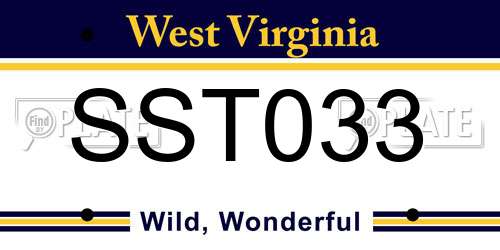 SST033 West Virginia License Plate