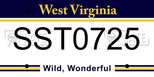 SST0725 West Virginia License Plate