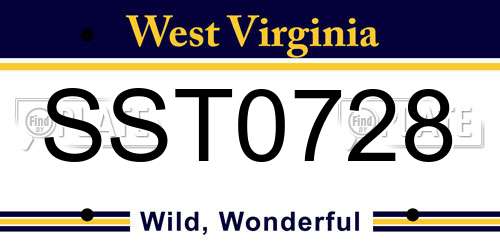 SST0728 West Virginia License Plate