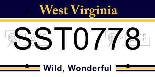 SST0778 West Virginia License Plate
