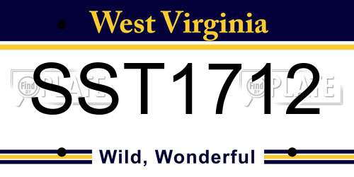 SST1712 West Virginia License Plate
