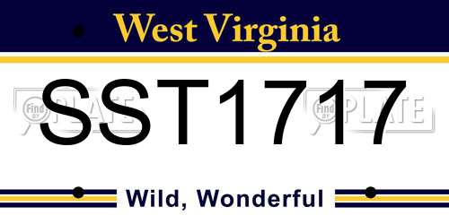 SST1717 West Virginia License Plate