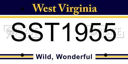 SST1955 West Virginia License Plate